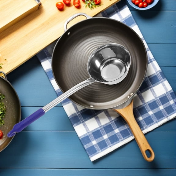 AURARMLET Blue Stainless Steel Water Dipper Ladle for Home Kitchen Cooking and Bath Scooping