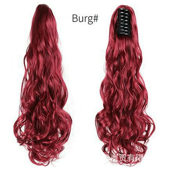 AURARMLET Wavy Synthetic Ponytail Hairpiece with Clip, Curly Hair Extension for Women, Natural Look, Perfect for Events & Daily Wear - Red