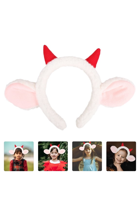 Party Red Animal Headband Sheep Ears Hair Hoop for Festive Celebration