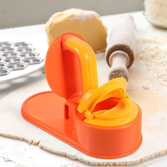 AURARMLET Orange 2 in 1 Dumpling Maker Manual Plastic Dough Press Tool for Baking Use with Handle