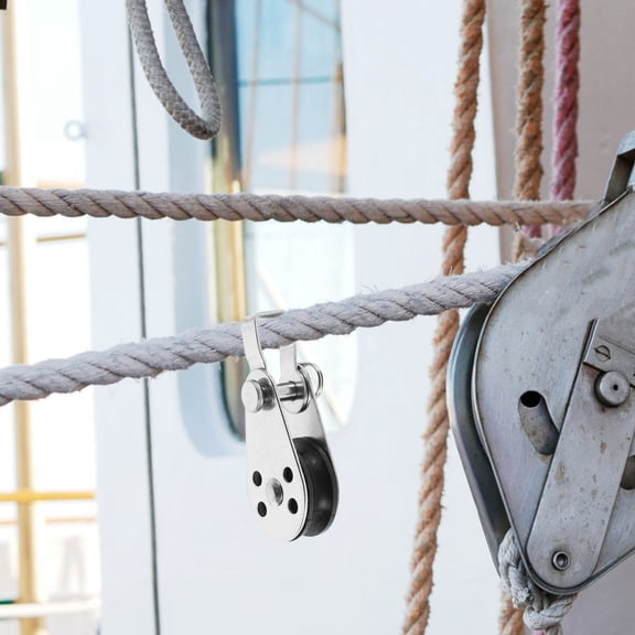 AURARMLET 4Pcs Anchor Trolley Kit Stainless Steel Round Pulley for Kayak and Sailing