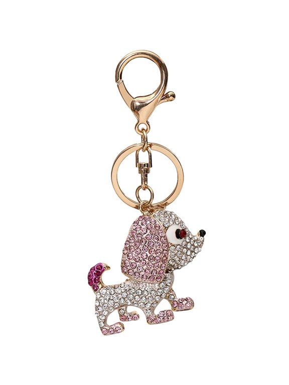 Metal Rhinestone Dog Key for Keys or Backpack Decoration