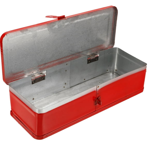 AURARMLET Portable Red Metal Toolbox with Large Capacity for Car Tool Organization