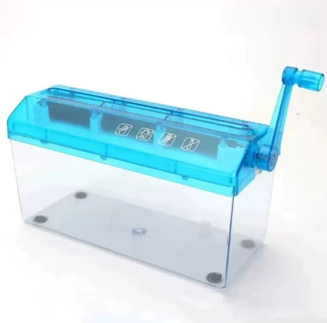 AURARMLET Manual Paper Shredder for Home Office Sky Blue Compact Portable Hand Crank Desktop Shredder
