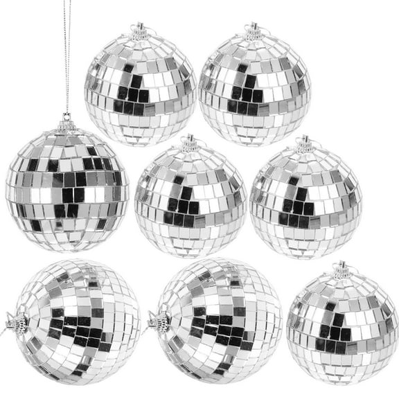 AURARMLET Mirrored Disco Balls Silver Round Plastic Perfect for Disco Party and Ceiling Hanging