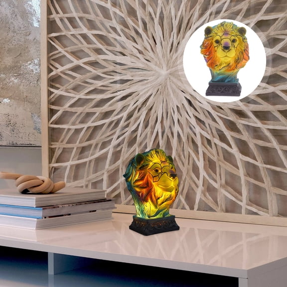 AURARMLET Modern Lion Table Lamp with LED Light Resin Craft Animal Lamp for Cozy Bedroom and Living Room Decor