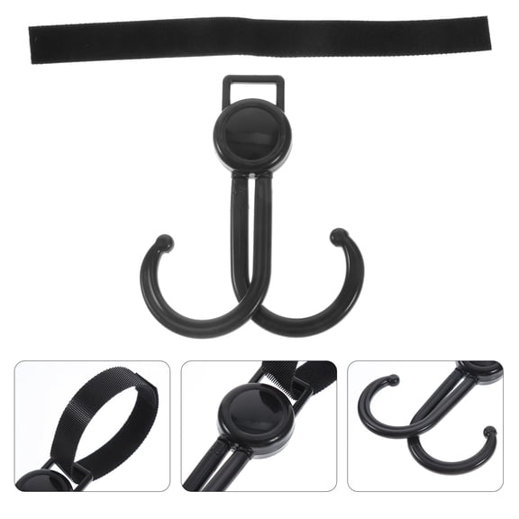 AURARMLET Multi Purpose Hooks Hook Shape for Stroller Black 1Set