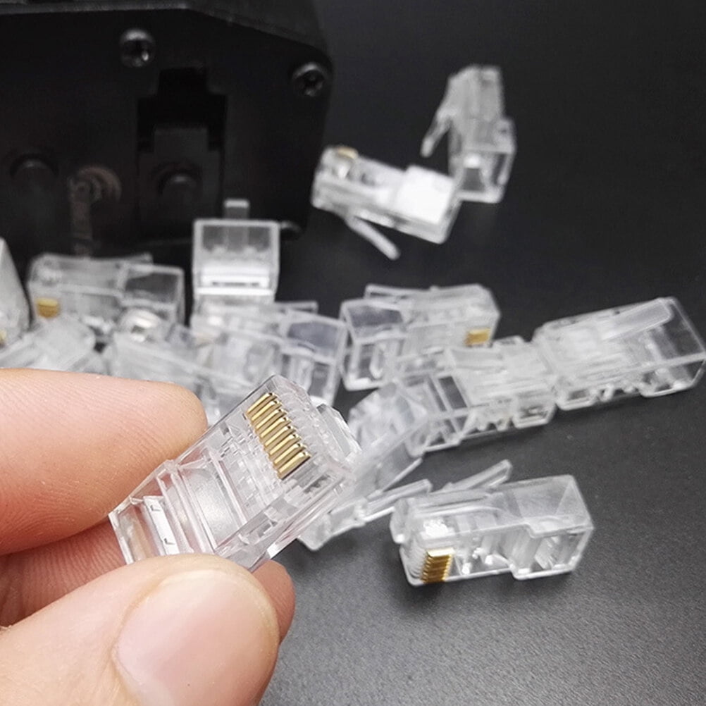 Rectangular Shape Connector AURARMLET Network Cable Connectors 100Set Rectangular Shape for Tech ...