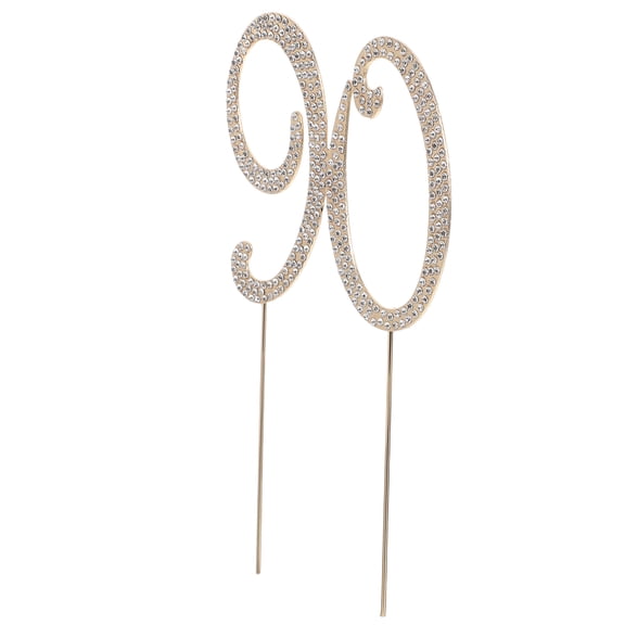 AURARMLET Number 90 Cake Topper Rhinestone Flat Decoration for Birthday Party Cake, 1 Piece