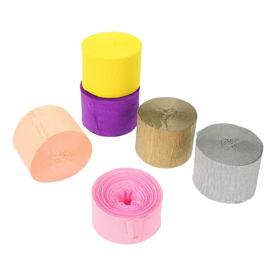 AURARMLET Peach Pink Crepe Paper Streamer 6 Rolls for DIY Party Crepe Streamers and Decorations