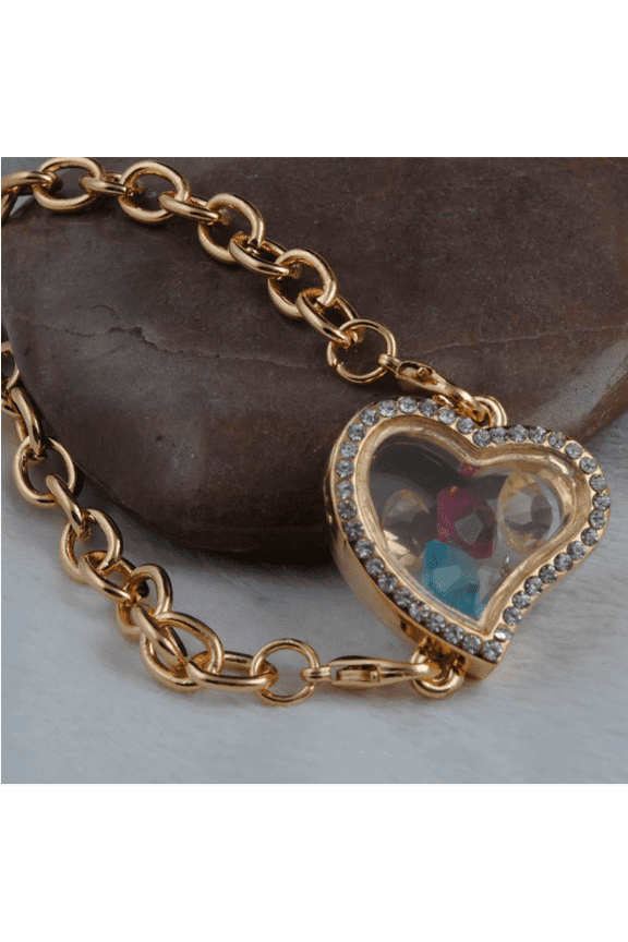 Picture Charm Bracelet - Heart Bracelet That Holds Photos - Adjustable Link Locket Bangle for Mom Wife or Loved One - Memorial Jewelry for Birthday Anniversary