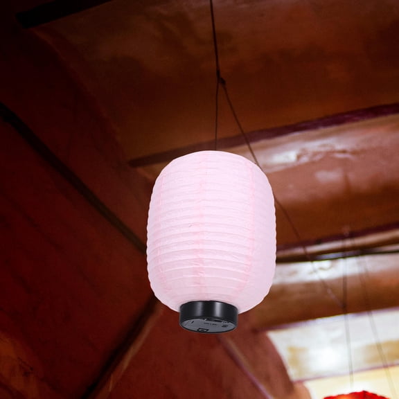 AURARMLET Pink Foldable Japanese Paper Lantern with Built in Light 22cm Shade