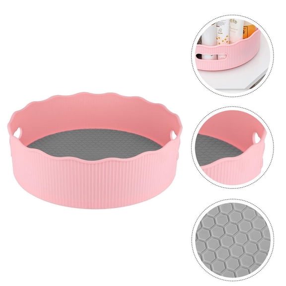 AURARMLET Pink Plastic Kitchen Storage Case with Swivel Base for Seasonings and Cosmetics 360Degree Rotation