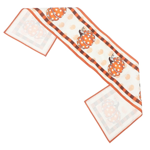 AURARMLET Fall Table Runner 12x72 Inches, Plaid Polyester with Pumpkin Design, Multi-Color Dining Table Decor for Autumn