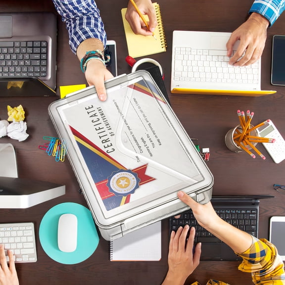 AURARMLET Transparent Plastic Document Box File Storage Case with Simple Design, 1 Set for Office and Home Organization