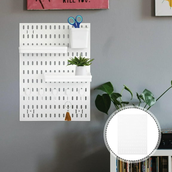 AURARMLET White Plastic Pegboard Wall Storage Rack for Home and Garage Organization, Practical Design for Easy Storage Solutions