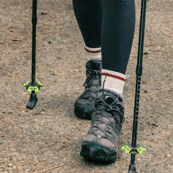 AURARMLET Plastic Walking Stick Pad Hiking Stick Tips Round Green 1Set