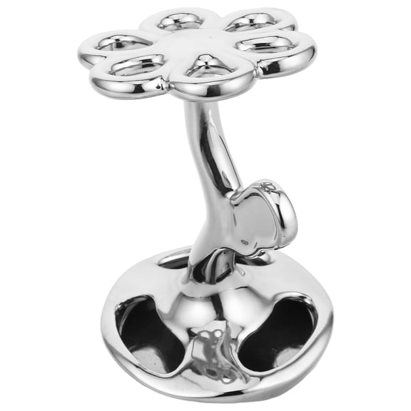 AURARMLET Plated Silver Ceramic Bathroom Organizer for Toothbrushes Makeup Brushes and Eyebrow Pencils with Elegant Design