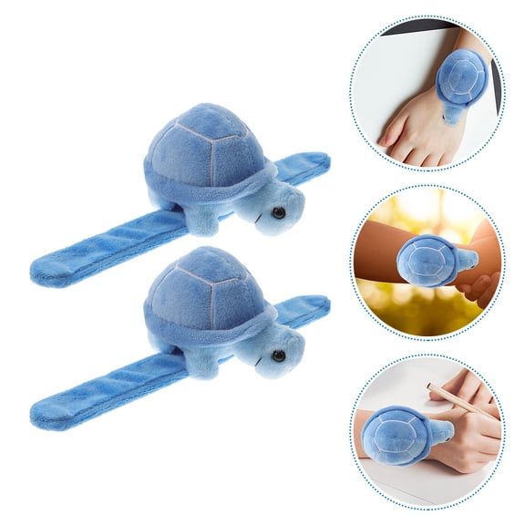 AURARMLET Plush Turtle Slap Bracelet for Decor Party Favors Comfortable Wear Durable Material 2pcs Blue