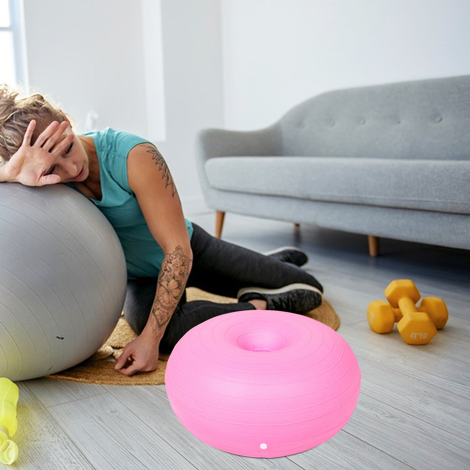 AURARMLET Portable Pink Fitness Ball for Exercise and Balance Training Soft Nonslip PVC Material