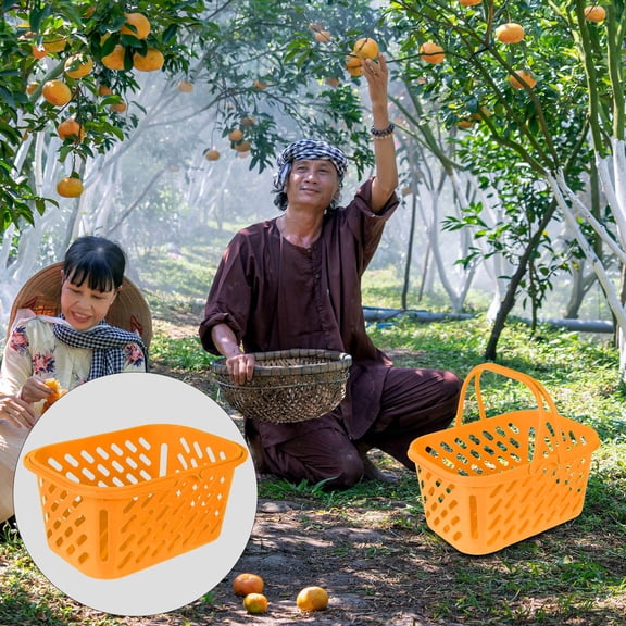 AURARMLET Orange Plastic Basket with Large Capacity for Shopping and Bathroom Use