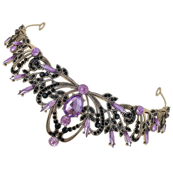 AURARMLET Purple Rhinestone Wedding Tiara and Birthday Crown for Women's Perfect for Special Occasions 100% Durable Zinc Alloy
