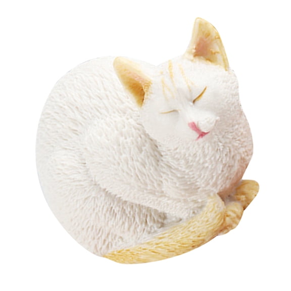 AURARMLET Realistic White Plastic Cat Statue Garden Figurine for Outdoor Lawn and Patio
