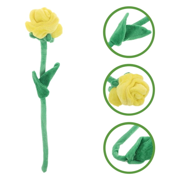 AURARMLET Yellow Artificial Rose Flower Bouquet for Decoration Realistic Plush Cotton and Polyester Faux Flowers