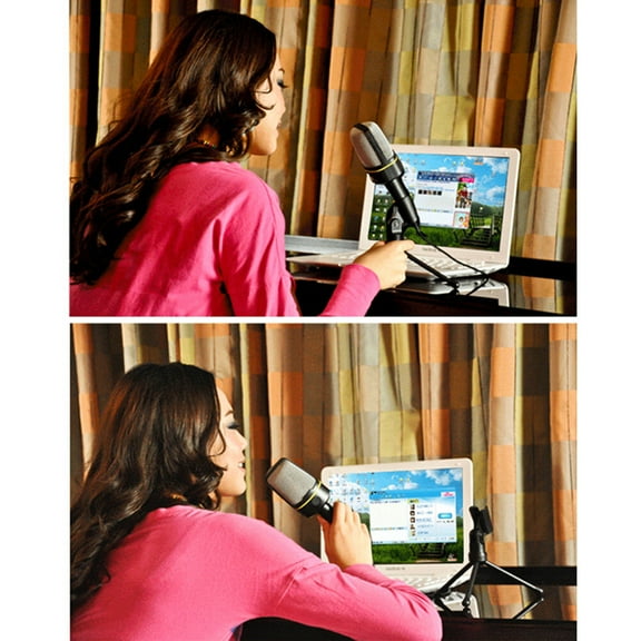 AURARMLET Desktop Recording Microphone with Tripod Stand, Black, Anti-Interference Feature, Perfect for Table Use, 1 Set