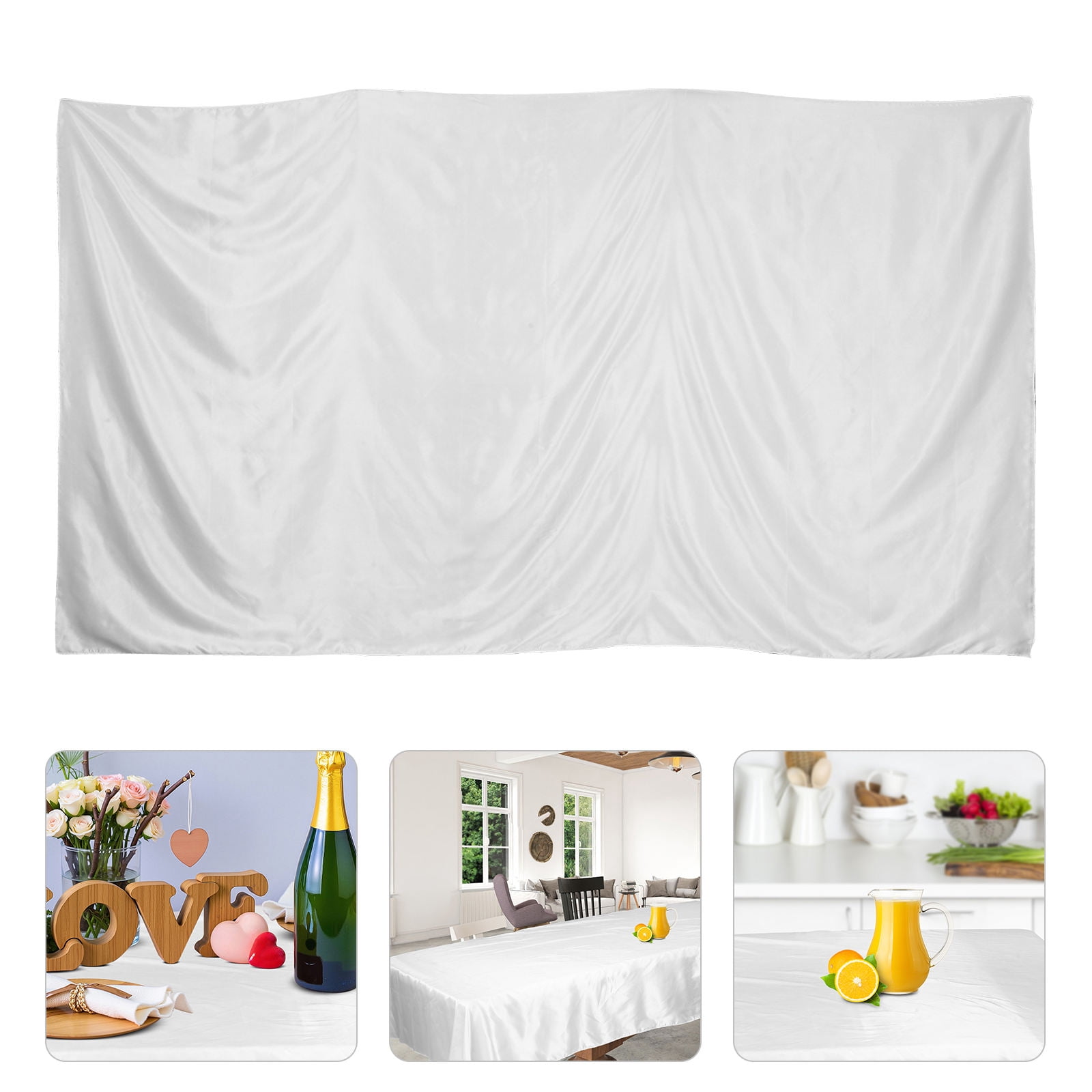 AURARMLET Rectangle White Satin Tablecloth for Dining and Event Table ...