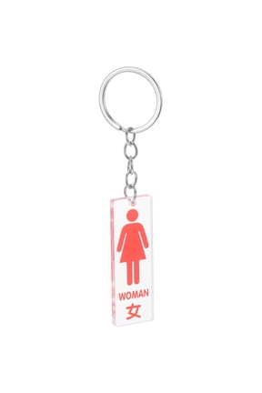 Red Acrylic Restroom Keychain Pendant for Bathroom and Office Key Organization, and Stylish Key Holder