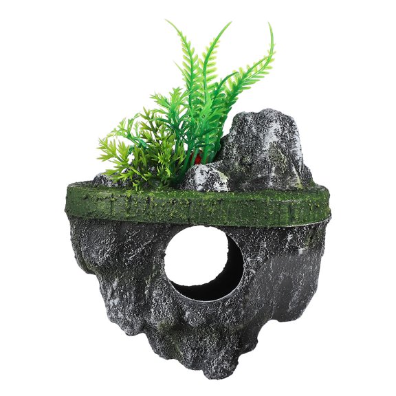 AURARMLET Resin Floating Rocks Aquarium Ornament, Natural Stone Look Fish Decor Shelter Cave Hideout for Aquatic Landscape