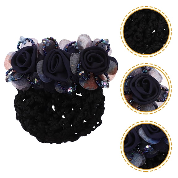 AURARMLET Reusable Hair Net Hair Bun Cover for Women Navy Blue for Cosplay 1Pcs