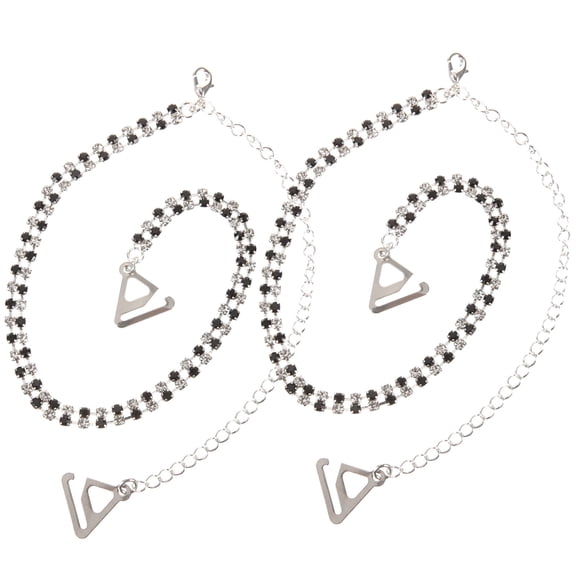 AURARMLET Rhinestone Bra Straps for Women Adjustable Decorative Shoulder Straps Durable Metal Silver 1 Pair