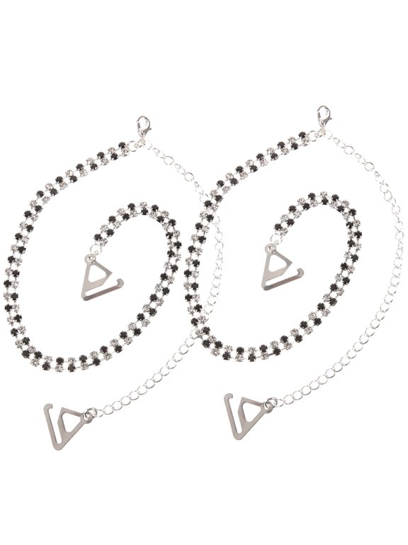 Rhinestone Bra Straps for Women Adjustable Decorative Shoulder Straps Durable Metal Silver 1 Pair