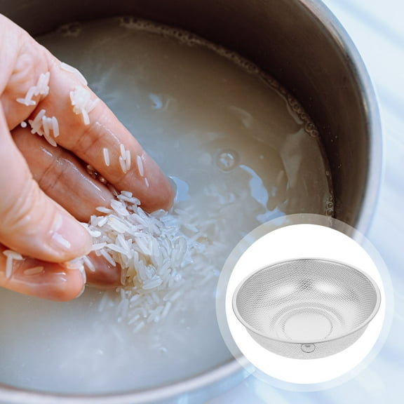 AURARMLET Stainless Steel Round Rice Washing Strainer Bowl Kitchen Tool Set and Easy to Clean