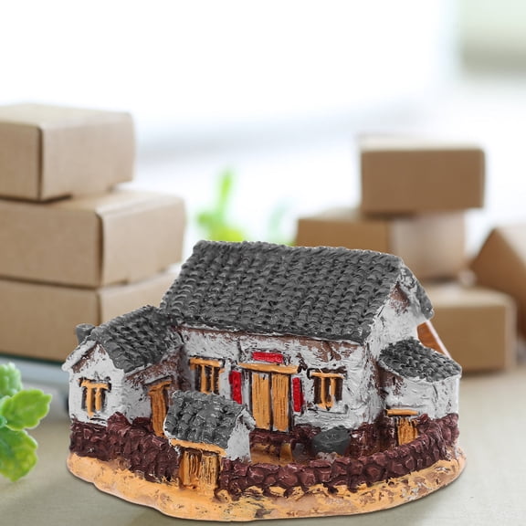 AURARMLET Rustic White Resin Cottage House Decoration for Dollhouse Miniature Scenes and Outdoor Decor