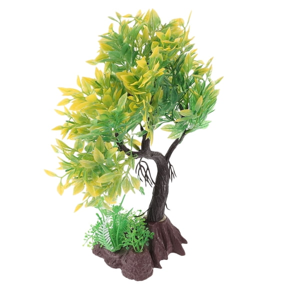 AURARMLET Safe Plastic Fish Tank Tree Light Green Artificial Aquarium Plant for Reptile and Fish Habitat