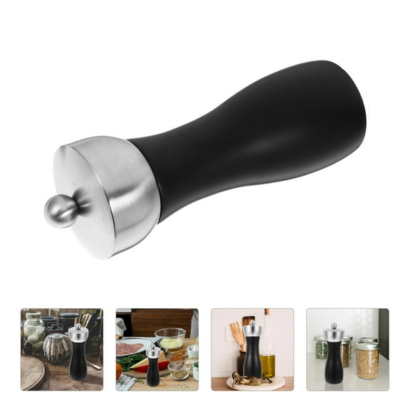 AURARMLET Refillable Salt and Pepper Set with Oak Wood Handle and Ceramic Rotor for Home Kitchen Use 1 Pack