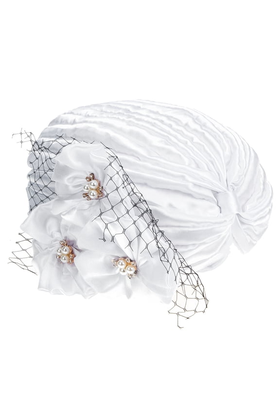 Headwraps for Women Satin Hat African Head Wraps 1Set Hair Protection White