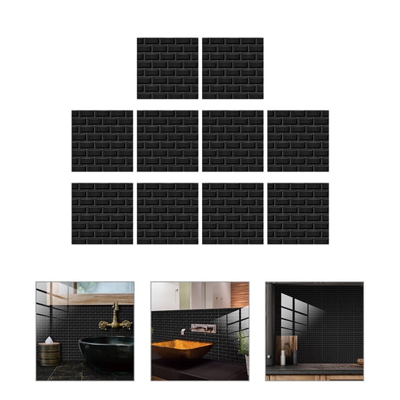 AURARMLET Self Adhesive Tile Decals 10Pcs Wear Resistant for Doors Windows Toilets Laundry Rooms