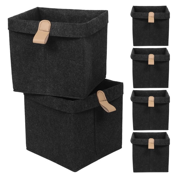 AURARMLET Set of 6 Felt Storage Bins Dark Grey, Space-Saving Portable Organizer for Home, Office, Closet, and Shelf Use