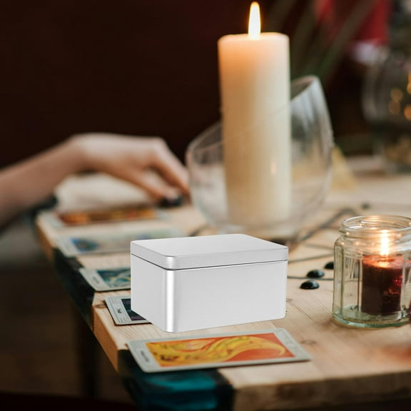 AURARMLET Silver Tinplate Storage Box Multipurpose Organizer for Sewing Tools Photos Cards and Craft Supplies