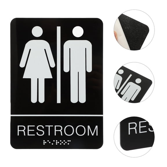 AURARMLET Black Acrylic Bathroom Wall Sign, Rectangular Unisex Design, Wall Mount, 1 Pack for Home or Office