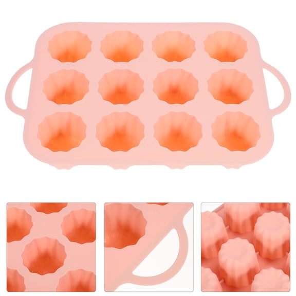 AURARMLET Silicone Cake Mold for Baking Pink Nonstick Reusable Muffin and Cupcake Pan with Lace Design