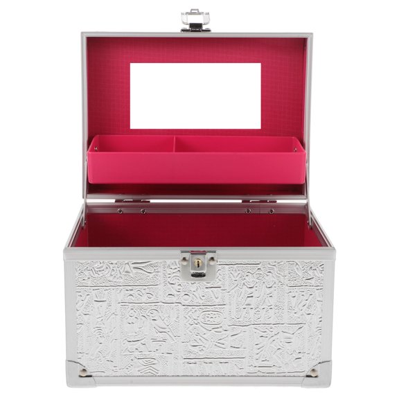 AURARMLET Silver Aluminum Portable Tool Box for Storage Large Capacity Design Ideal for Home Office Travel 12.5x8x6.5