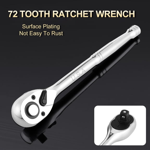 AURARMLET 1/2 Inch Quick Release Ratchet Socket Wrench, 72 Teeth Steel Spanner for Repair and Maintenance