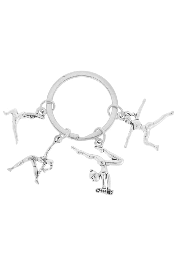 Silver Sports Keychain Ornament with Zinc Alloy Gymnastics Pendant for Athletic Accessories