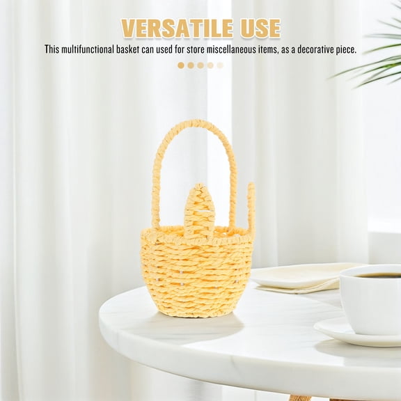 AURARMLET Small Woven Basket with Ear Design Easter Decoration, Perfect for Spring and Holiday Home Decor, 1 Piece