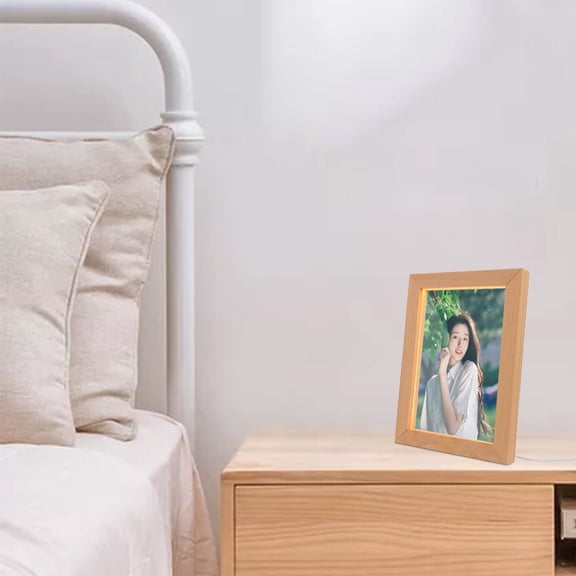 AURARMLET Solid Hardwood Picture Frame with LED Lighting for Home Decor and Photo Display